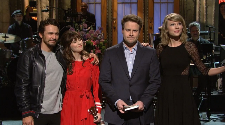 James Franco, Zooey Deschanel, Seth Rogen and Taylor Swift (Screen shot, Saturday Night Live)