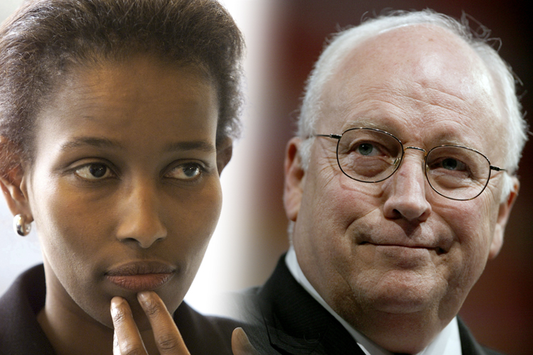 Ayaan Hirsi Ali, Dick Cheney (AP/Serge Ligtenberg/Reuters/Joshua Roberts)