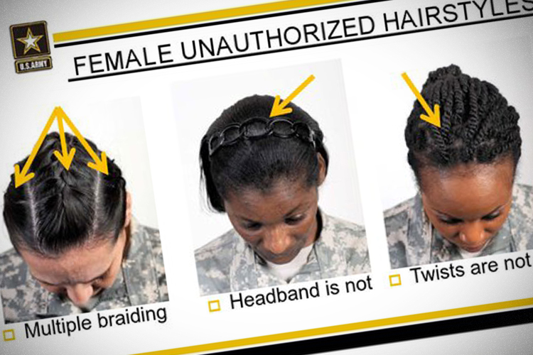 This image provided by the US Army shows new Army grooming regulations for females. (AP/US Army)