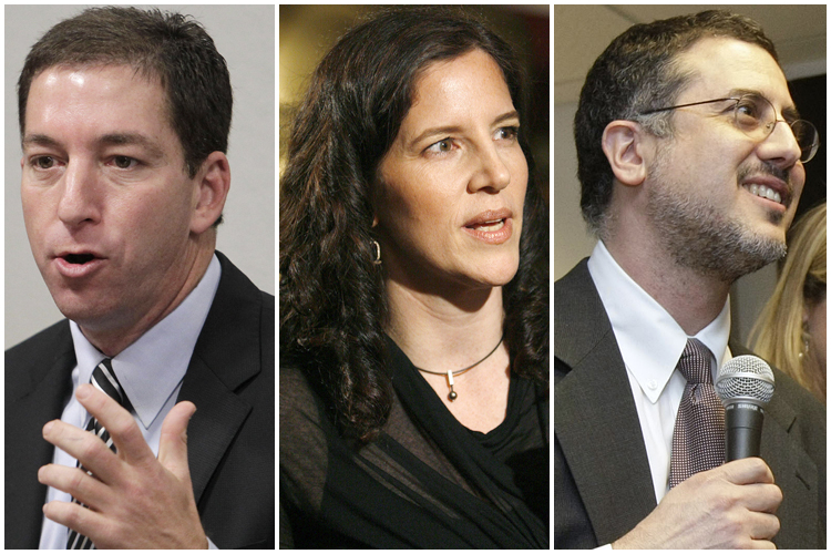 Glenn Greenwald, Laura Poitras, Barton Gellman (AP/Eraldo Peres/Reuters/Mario Anzuoni/AP/Pablo Martinez Monsivais)