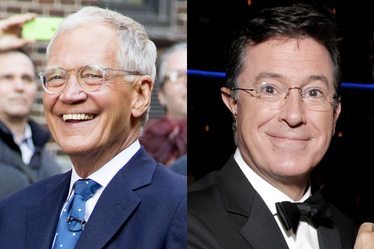 David Letterman, Stephen Colbert (AP/Greg Allen/Todd Williamson)