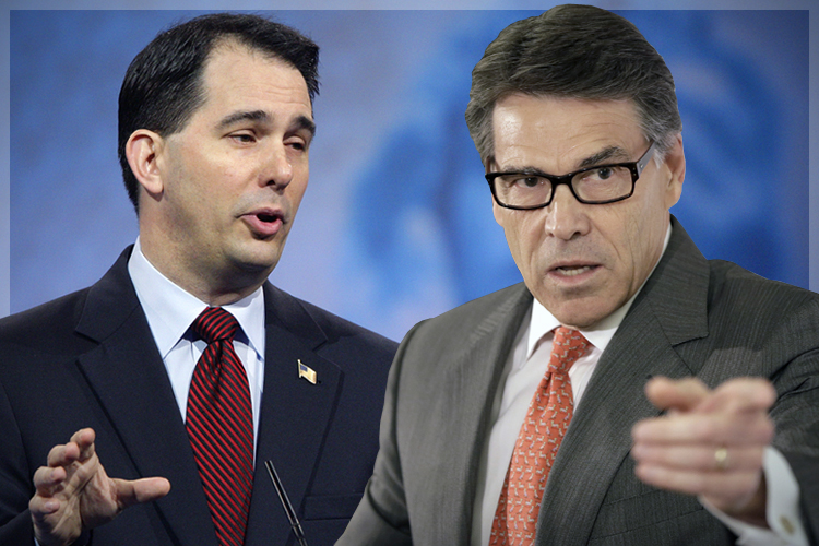 Scott Walker, Rick Perry (Reuters/Jonathan Ernst/AP/Reed Saxon)