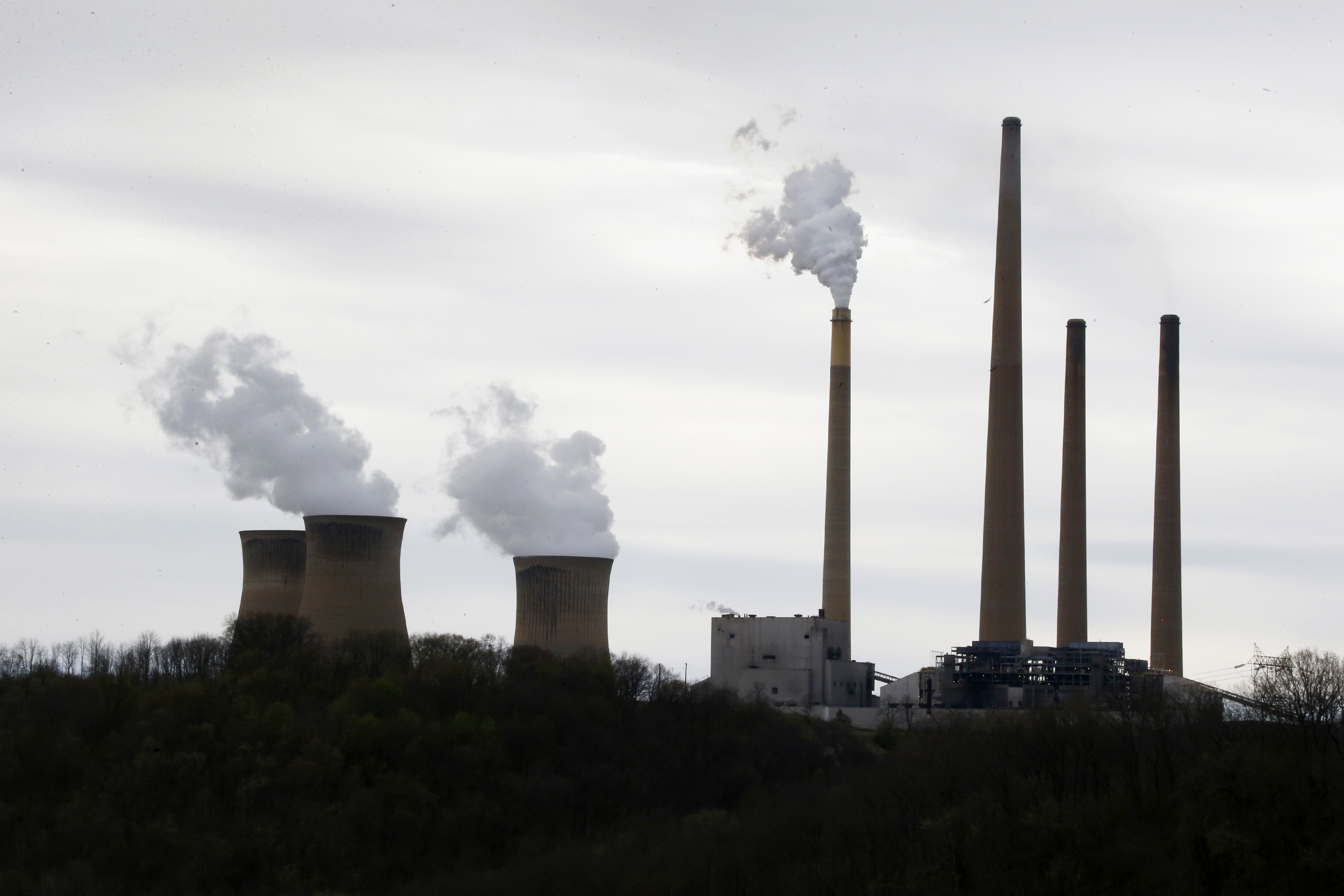 This photo taken May 5, 2014 shows the stacks of the Homer City Generating Station in Homer City, Pa. (AP Photo/Keith Srakocic)