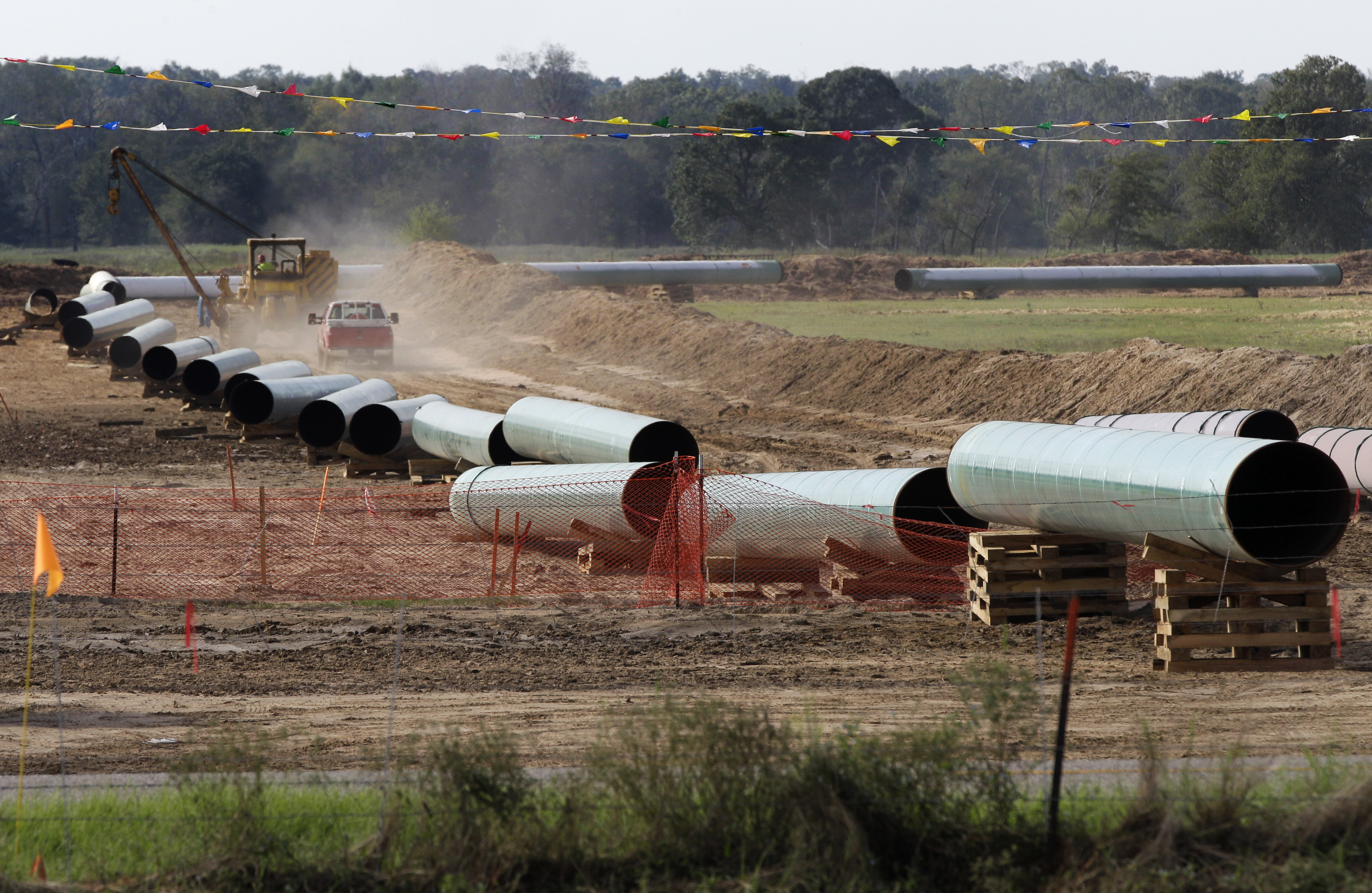 In this Oct. 4, 2012 file photo, large sections of pipe are shown in Sumner Texas. (AP/Tony Gutierrez)