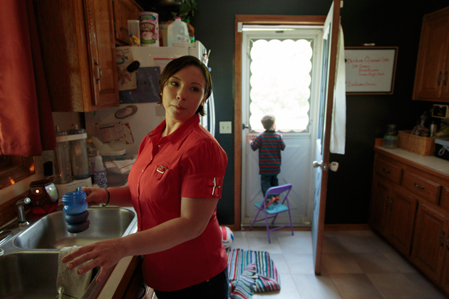 Mindi's daughter was taken by authorities after Mindi had a mental health crisis. Mindi has never been able to get her daughter back, even though she's now capably raising a son. (Steve Herbert for ProPublica)