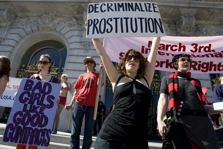 Sex workers and their supporters protest in San Francisco, California, March 3, 2008. (Reuters/Kimberly White)