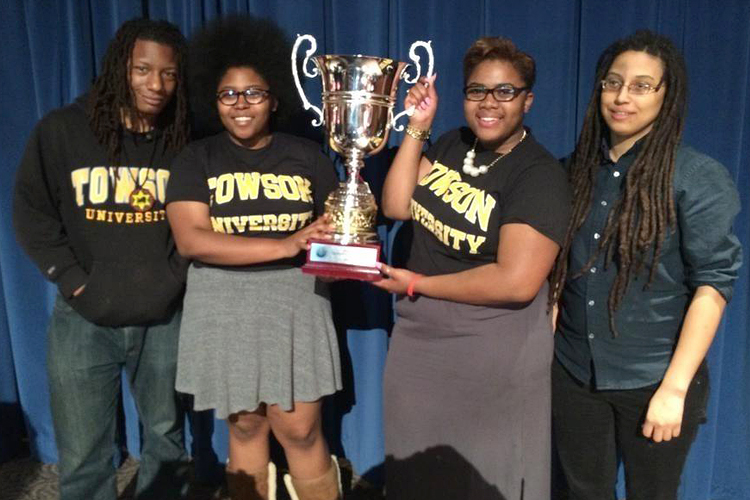 Towson University debate team members Ameena Ruffin and Korey Johnson, after winning the Cross Examination Debate Association (CEDA) national championship. (Handout Photo)