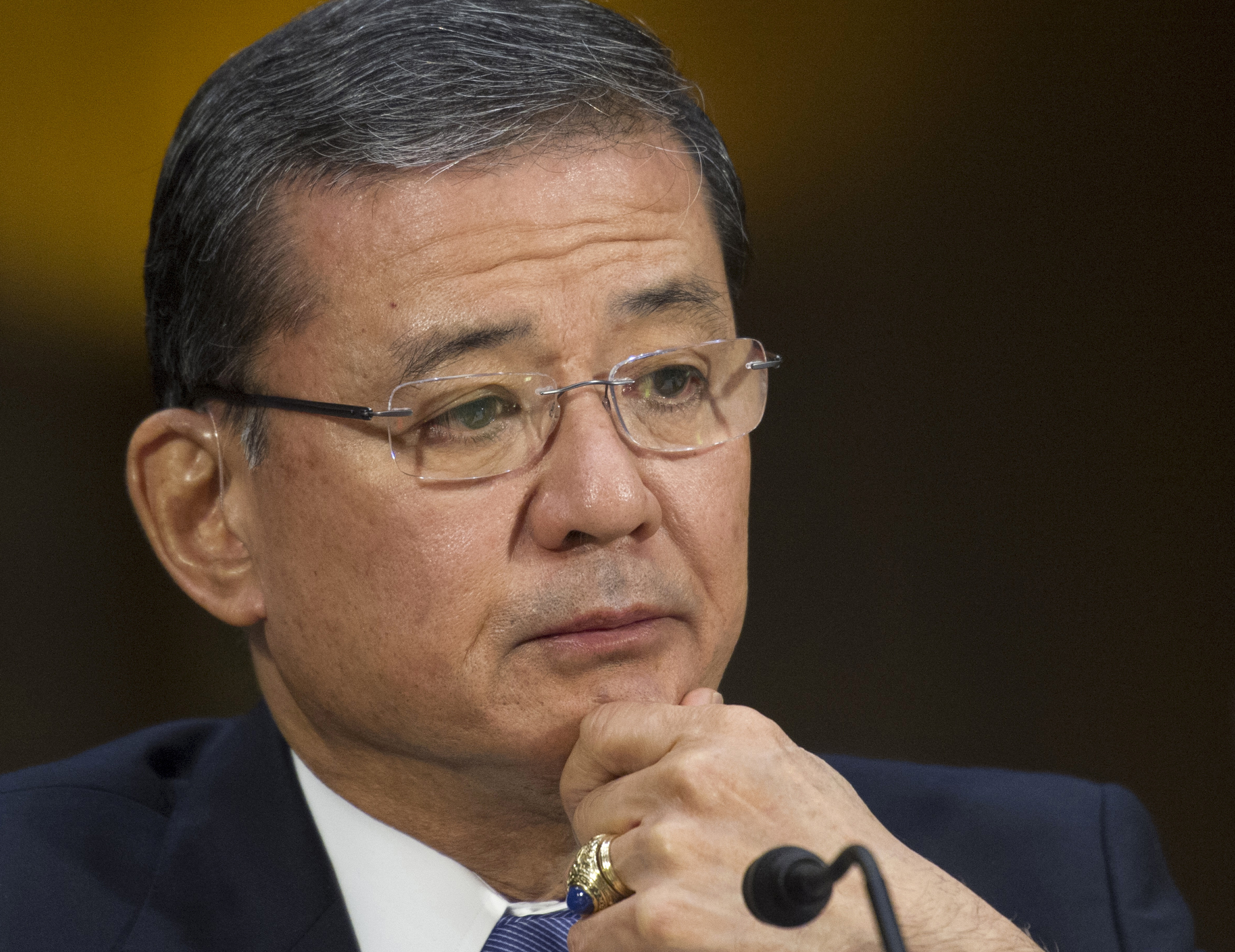 This May 15, 2014 file photo shows Veterans Affairs Secretary Eric Shinseki testifying on Capitol Hill in Washington. (AP Photo/Cliff Owen, File)