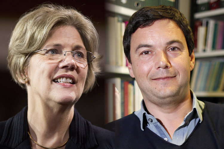 Elizabeth Warren, Thomas Piketty (Reuters/Joshua Roberts/Charles Platiau)