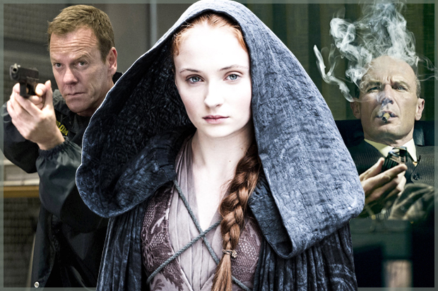 Kiefer Sutherland in "24: Live Another Day," Sophie Turner in "Game of Thrones," Toby Huss in "Halt and Catch Fire" (Fox/HBO/AMC)