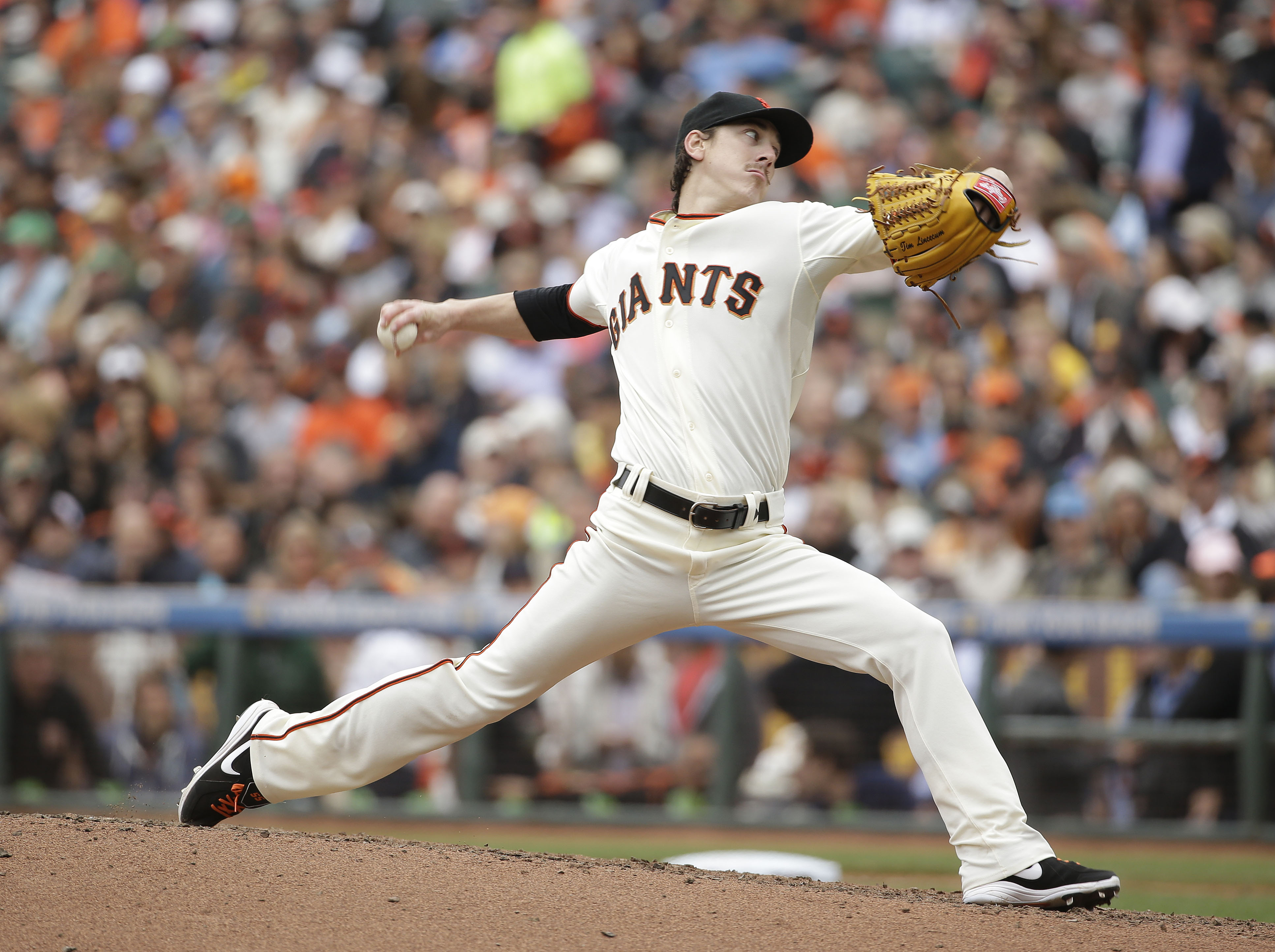 San Francisco Giants starting pitcher Tim Lincecum throws against the San Diego Padres in the seventh inning of their baseball game Wednesday, June 25, 2014, in San Francisco. Lincecum threw his second career no-hitter. San Francisco won the game 4-0. (AP Photo/Eric Risberg) (AP)