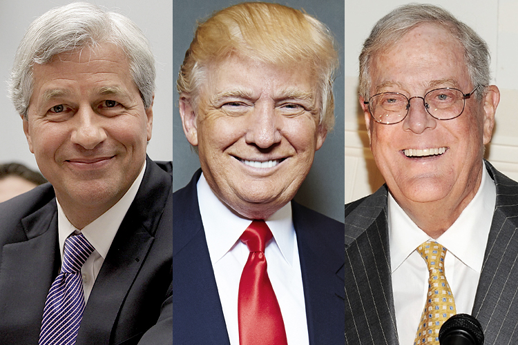 Jamie Dimon, Donald Trump, David Koch (Reuters/Yuri Gripas/AP/Dan Hallman/Evan Agostini)