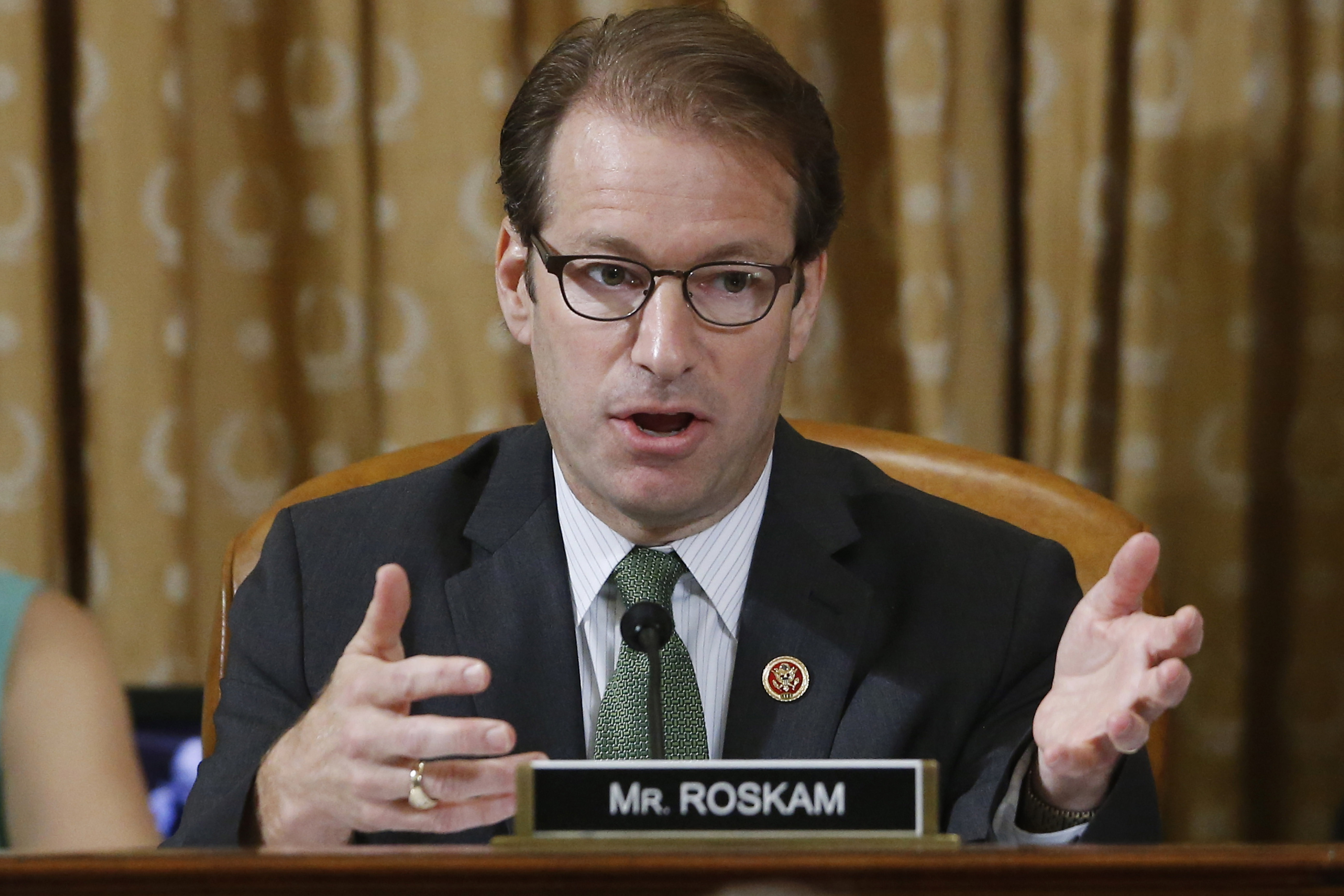 FILE - In this May 17, 2013 file photo, Rep. Peter Roskam, R-Ill., is seen at a hearing of the House Ways and Means Committee on Capitol Hill in Washington. The contest for the No. 3 spot in the House GOP has turned into tea party conservatives last, best shot at congressional leadership after getting shut out of the top two jobs in the shakeup following Majority Leader Eric Cantors surprise primary defeat. All three _ Steve Scalise of Louisiana, Roskam of Illinois, and Marlin Stutzman _ are to make their case to GOP rank-and-file lawmakers Wednesday ahead of votes on Thursday.() (AP Photo/Charles Dharapak, File)