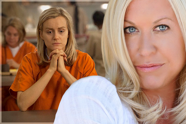 A photo of the author, right, and actress Taylor Schilling (playing Piper Chapman) in "Orange Is the New Black" (Netflix)