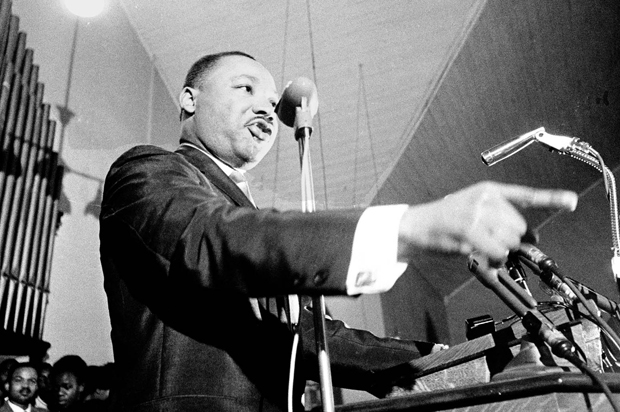 Martin Luther King, Jr., speaks at a Selma, Ala., church in January 1965. (AP)