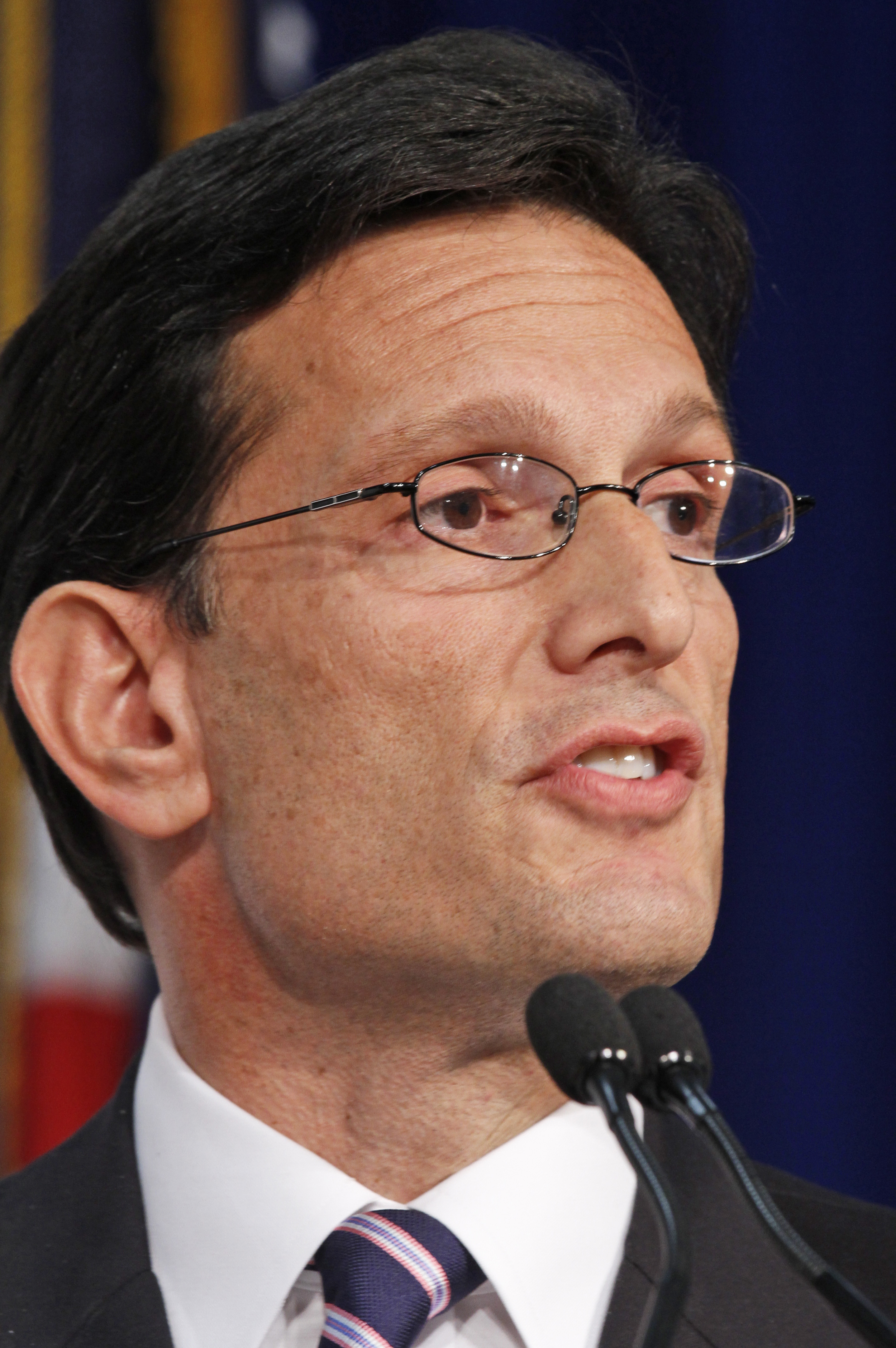 FILE - This Monday Oct. 1, 2012 file photo shows House majority leader Eric Cantor, R-Va., as he speaks during a Chamber of Commerce debate in Richmond, Va., Cantor is being challenged by Dav Brat in Tuesday's GOP 7th district congressional primary. (AP Photo/Steve Helber, File) (AP)