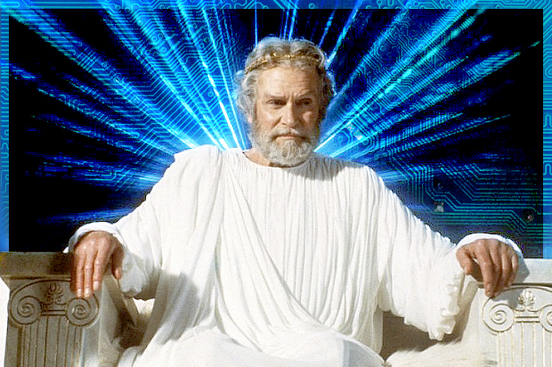 Lawrence Olivier as Zeus in "Clash of the Titans"