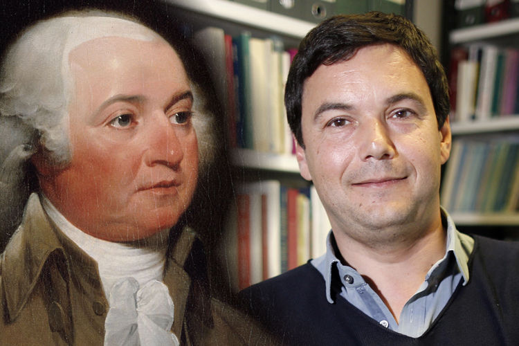 John Adams, Thomas Piketty (Wikimedia/Reuters/Charles Platiau)