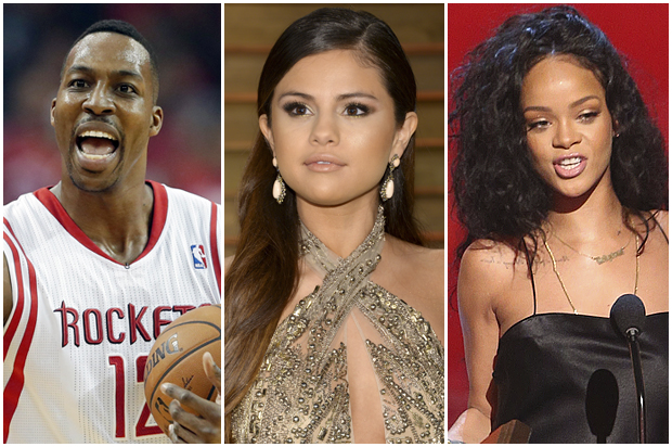 Dwight Howard, Selena Gomez, Rihanna (AP/David J. Phillip/Evan Agostini/Paul A. Hebert)
