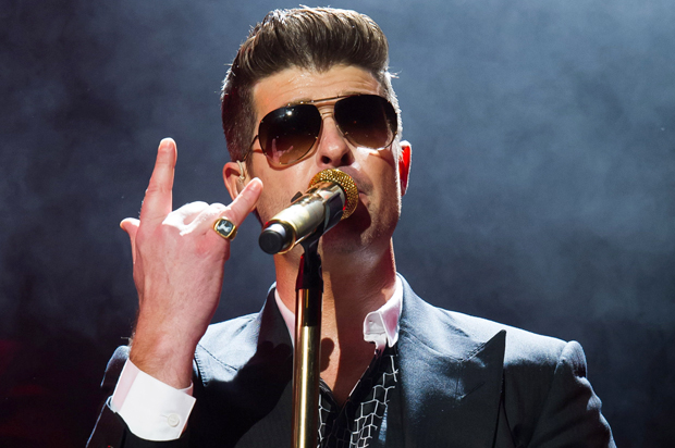 Robin Thicke performs in concert on Friday, March 7, 2014 in New York. (Photo by Charles Sykes/Invision/AP) (Charles Sykes)