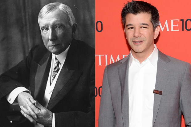 John D. Rockefeller, Sr., Travis Kalanick (AP/Evan Agostini)