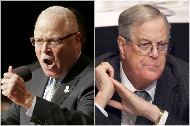 Lee Saunders, David Koch (AP/Mark Humphrey/Mark Lennihan)