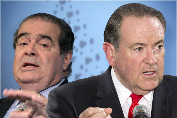 Antonin Scalia, Mike Huckabee (Reuters/Brendan Mcdermid/Lucas Jackson)