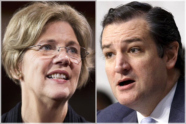 Elizabeth Warren, Ted Cruz (Reuters/Joshua Roberts/AP)