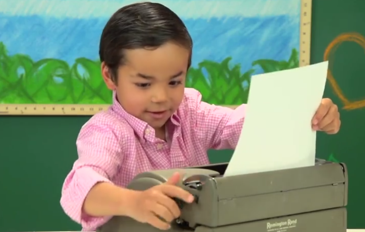 Kids react to typewriters (screenshot)