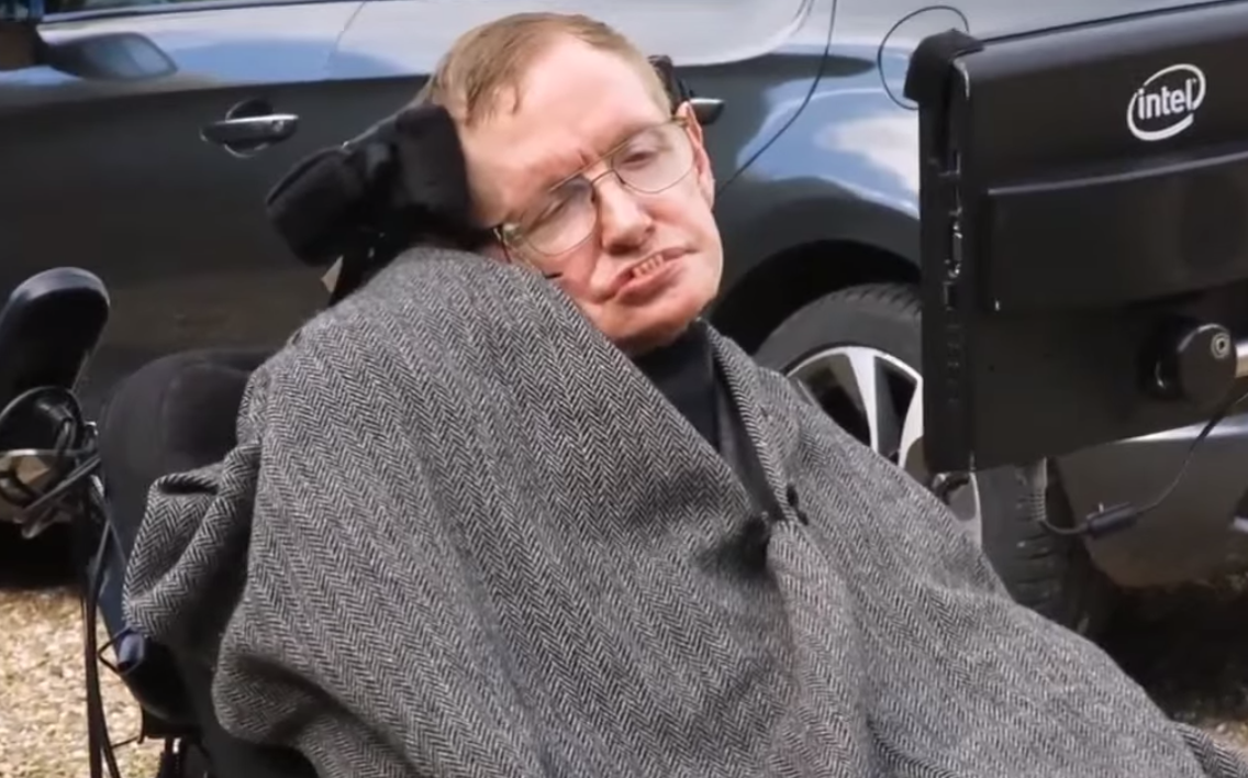 Stephen Hawking takes "ALS Ice Bucket Challenge" (screenshot/YouTube Entertainment Central)
