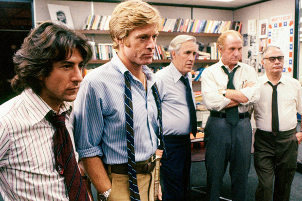 Dustin Hoffman, Robert Redrord, Jason Robards, Jack Warden and Martin Balsam in "All the President's Men" (Warner Bros.)