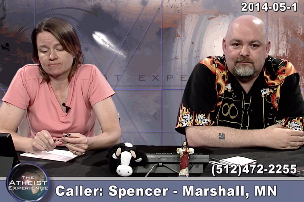 "The Atheist Experience" co-hosts Matt Dillahunty and Jen Peeples share a moment of levity. (AtheistTV)