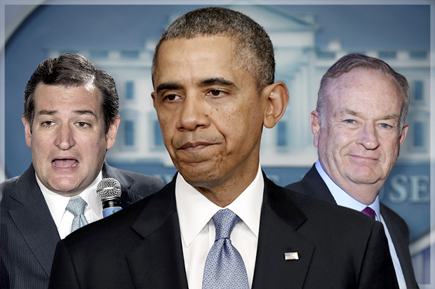 Ted Cruz, Barack Obama, Bill O'Reilly (Reuters/Lucas Jackson /Kevin Lamarque/AP/Matt Sayles/Photo collage by Salon)