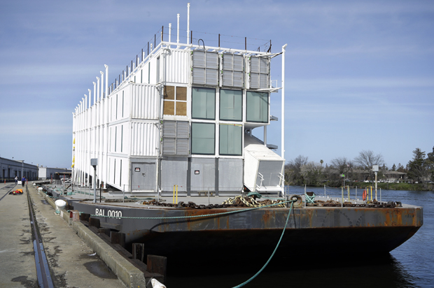 The Google barge, at the Port of Stockton, March 6, 2014, in Stockton, Calif. (AP/Ben Margot)