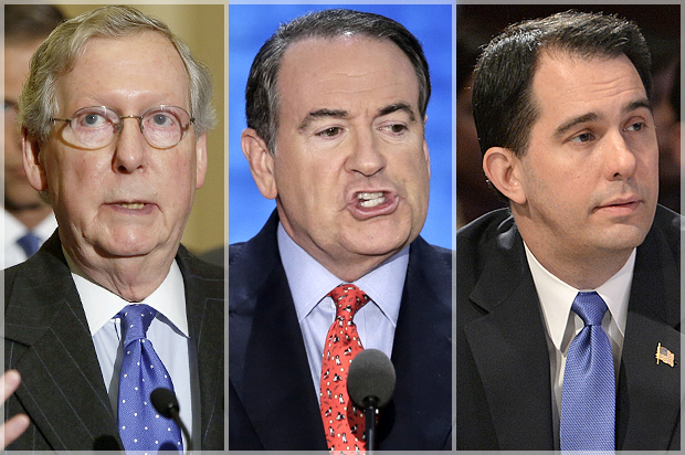 Mitch McConnell, Mike Huckabee, Scott Walker (Reuters/Jonathan Ernst/AP/J. Scott Applewhite/Reuters/Mike Theiler)