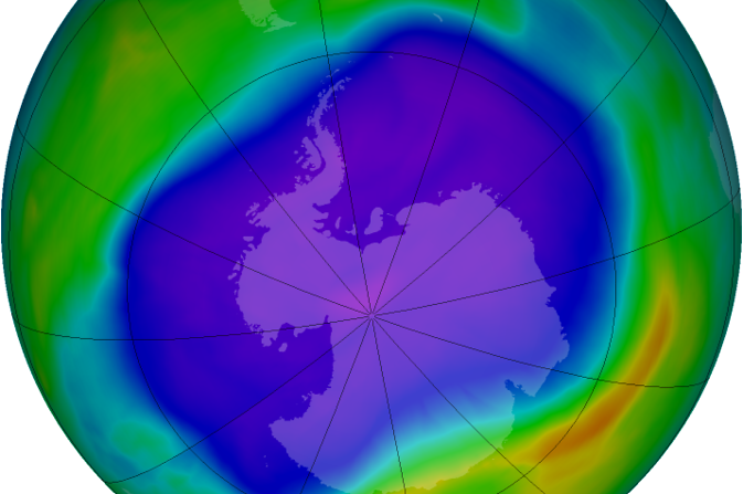 The ozone hole over Antarctica in 2006. (NASA)