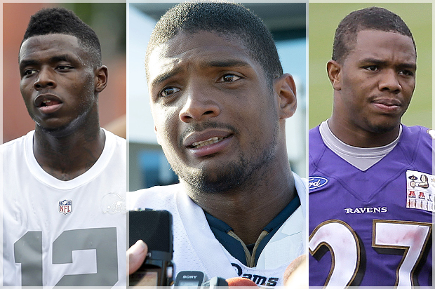 Josh Gordon, Michael Sam, Ray Rice (AP/Reuters/Mark Duncan/Scott Rovak)