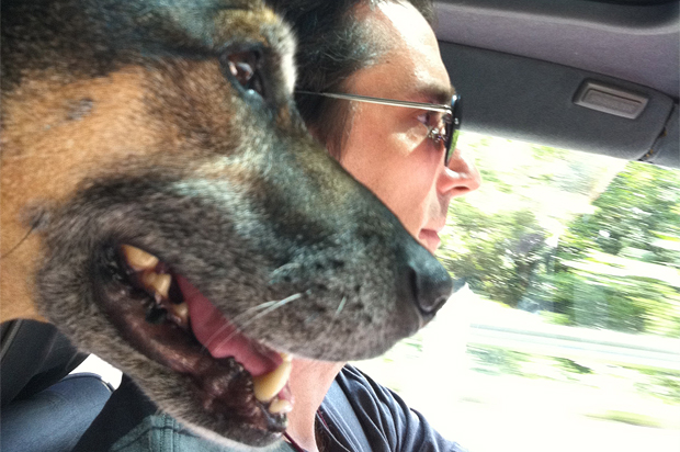 A photo of the author with his dog.