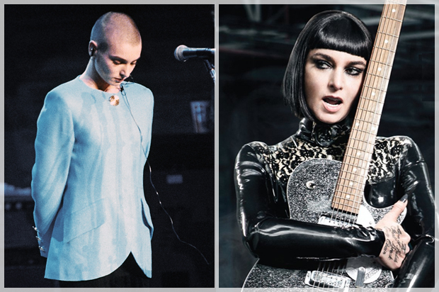 Sinead O'Connor in 1992; on the cover of her 2014 album "I'm Not Bossy, I'm the Boss" (AP/Ron Frehm/Nettwerk Music Group)