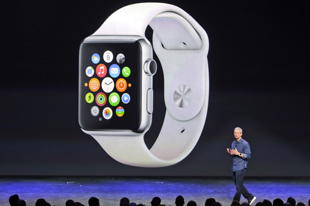 Tim Cook introduces the new Apple Watch, Sept. 9, 2014, in Cupertino, Calif. (AP/Marcio Jose Sanchez)