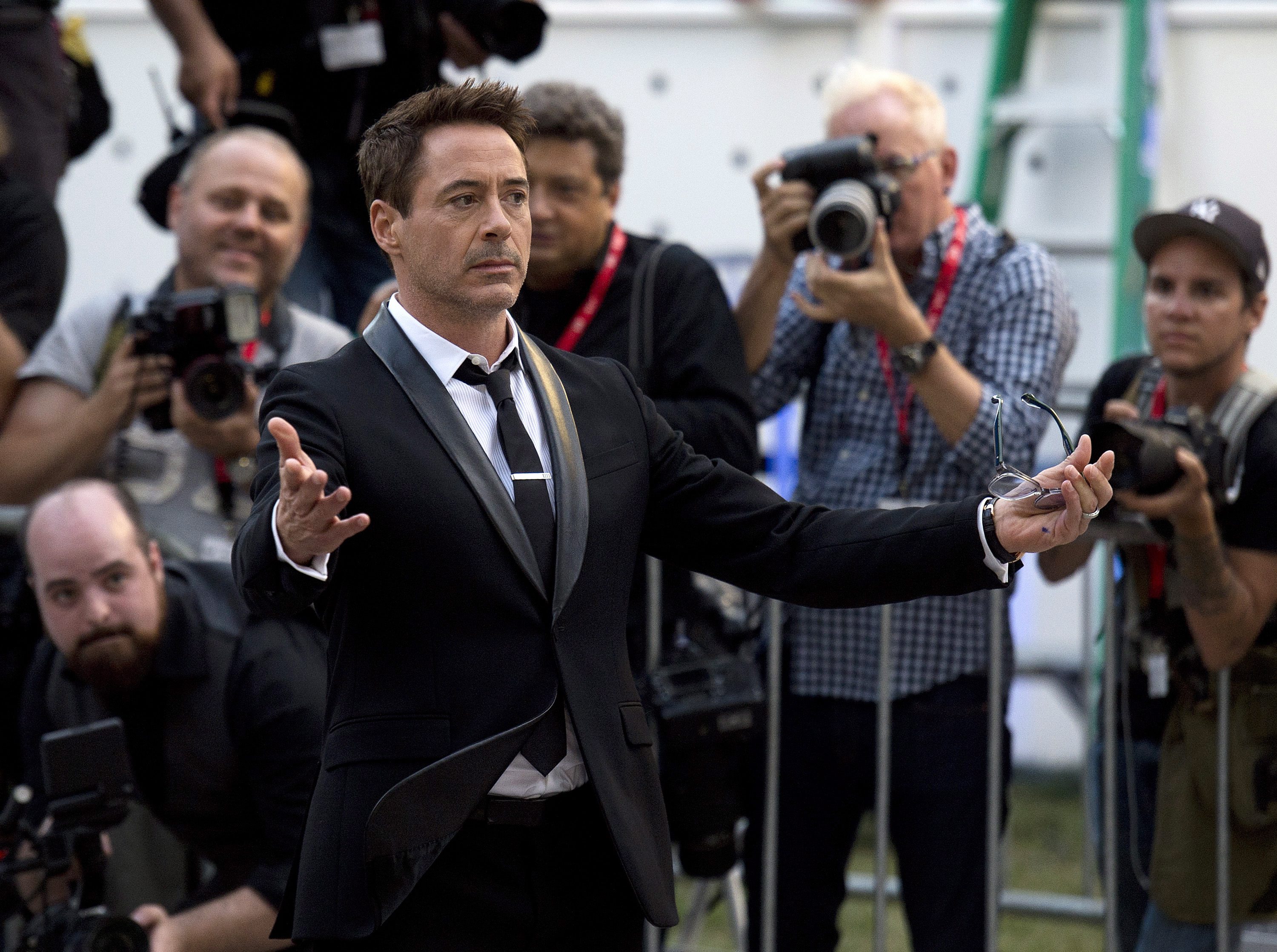 Actor Robert Downey Jr. arrives for the premiere of his film, "The Judge" during the 2014 Toronto International Film Festival in Toronto on Thursday, Sept. 4, 2014. (AP Photo/The Canadian Press, Nathan Denette) (AP)
