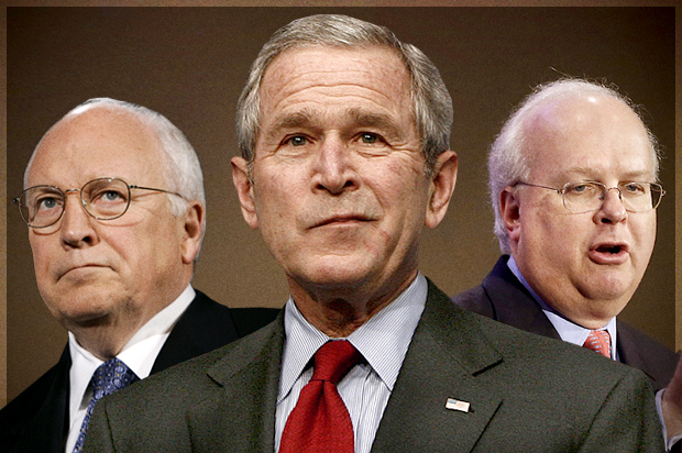 Dick Cheney, George W. Bush, Karl Rove (AP/Reuters/J. Scott Applewhite/Jason Reed/Rich Pedroncelli/photo montage by Salon)