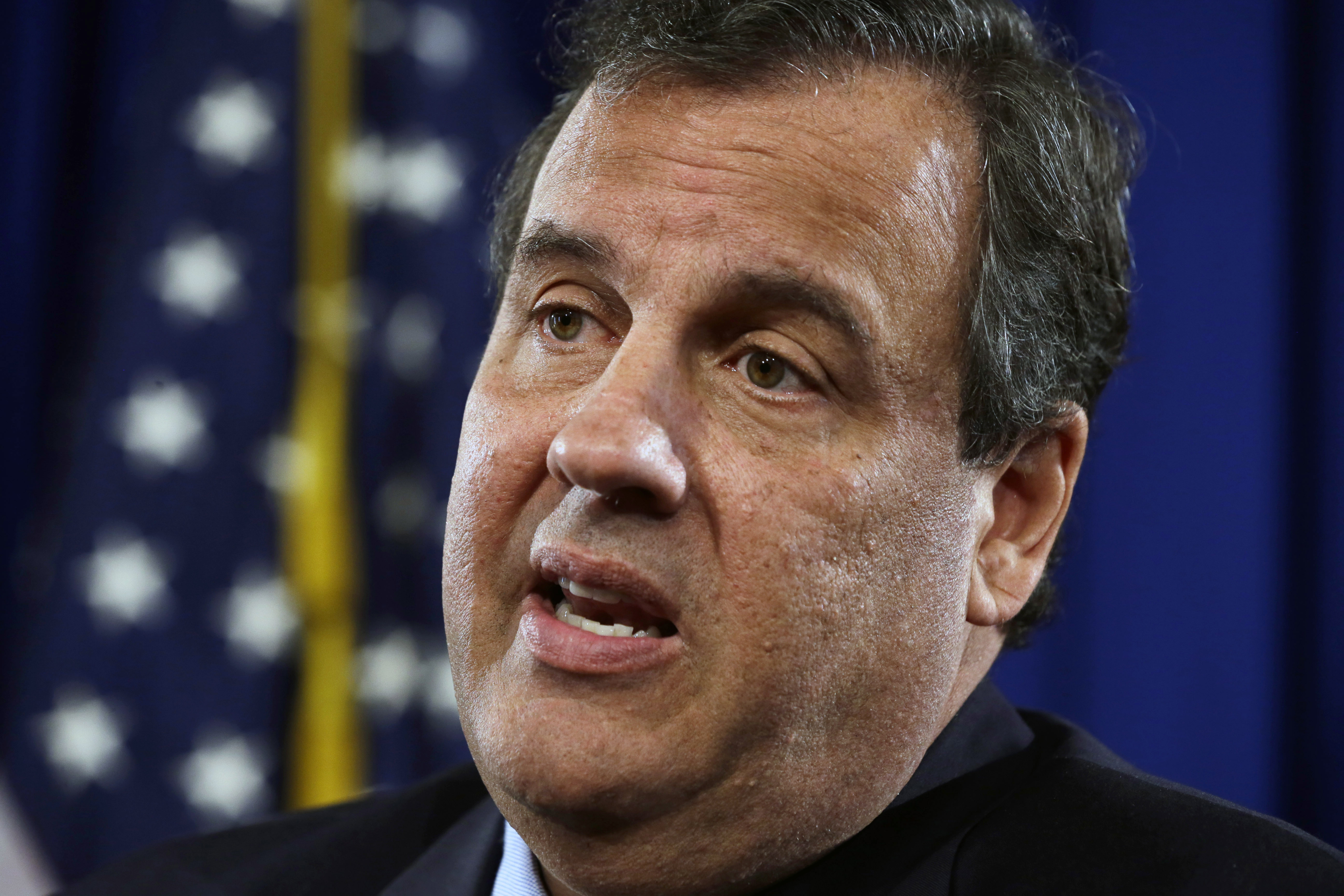 New Jersey Gov. Chris Christie answers a question during a news conference. (AP/Mel Evans)