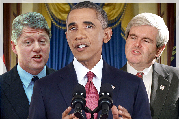 Bill Clinton, Barack Obama, Newt Gingrich (AP/Reuters/Tannen Maury/Saul Loeb/John Duricka/photo montage by Salon)