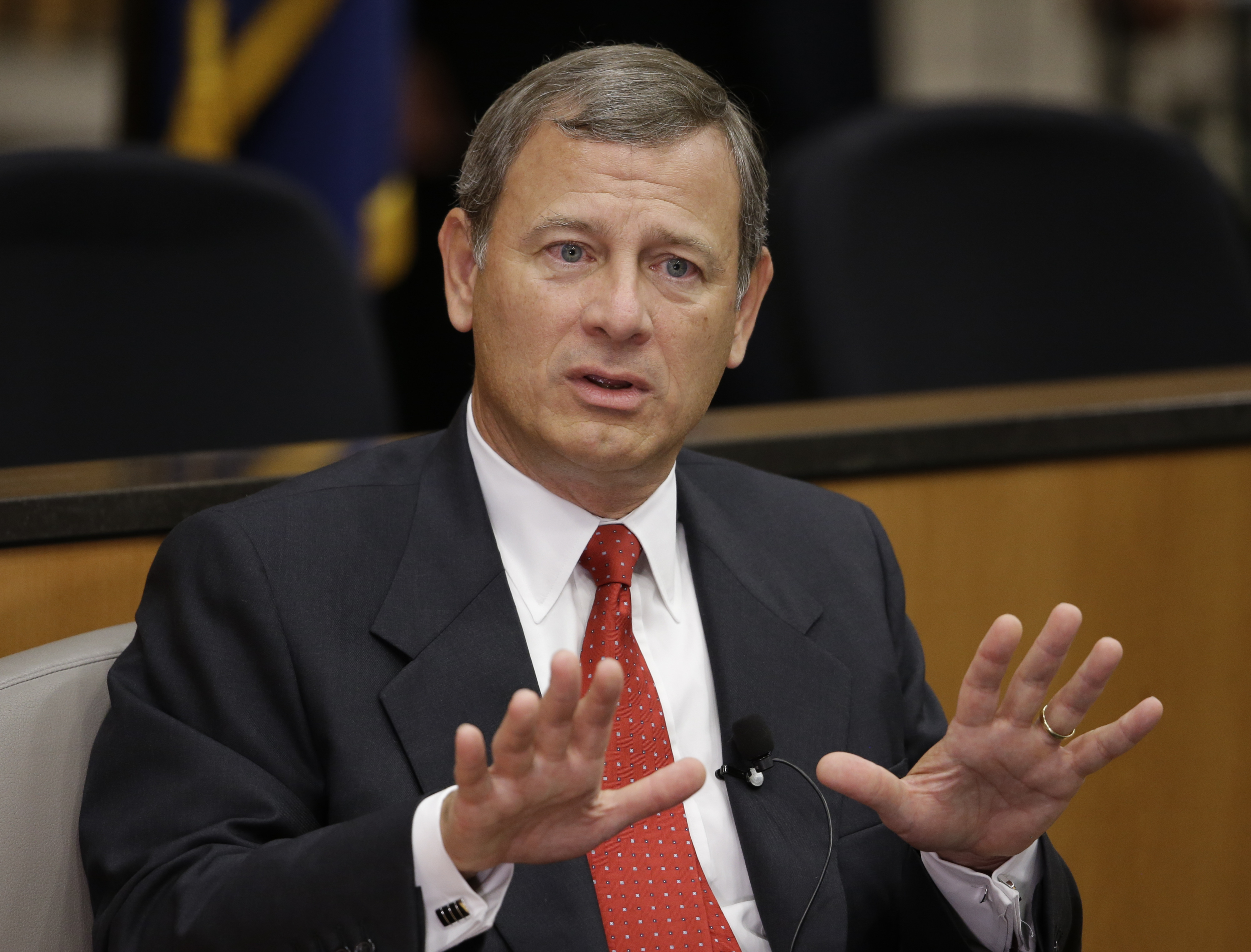 U.S. Supreme Court Chief Justice John Roberts speaks at the University of Nebraska Lincoln, in Lincoln, Neb., Friday, Sept. 19, 2014. Chief Justice Roberts said hes worried about growing partisanship in the judicial confirmation process and a public perception that the court is a political body. (AP Photo/Nati Harnik) (AP)