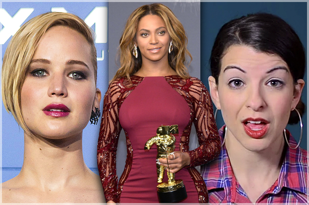 Jennifer Lawrence, Beyonce, Anita Sarkeesian (Reuters/Eric Thayer/Kevork Djansezian/YouTube/feministfrequency/Salon)