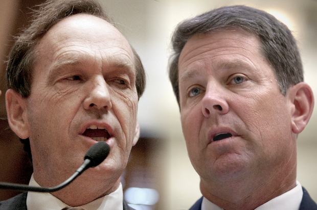 Fran Millar, Brian Kemp (AP/Ric Feld/David Goldman/photo montage by Salon)