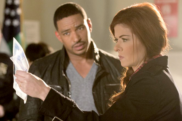 Laz Alonso and Debra Messing in "The Mysteries of Laura" (NBC)