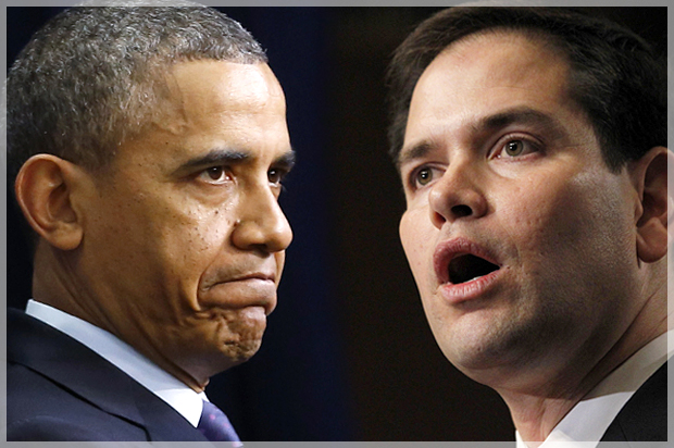 Barack Obama, Marco Rubio (Reuters/Kevin Lamarque/Jason Reed/photo montage by Salon)