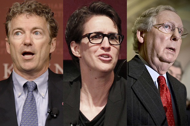 Rand Paul, Rachel Maddow, Mitch McConnell (AP/Stephan Savoia/Nam Y. Huh/J. Scott Applewhite)